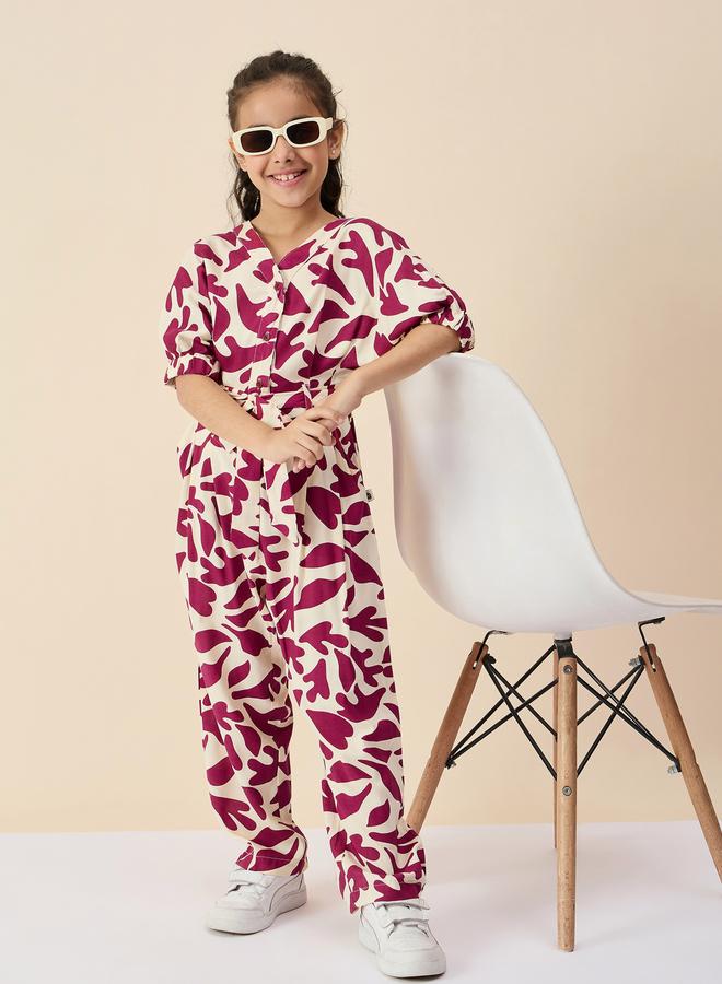 Stylo Bug Girls Maroon Abstract Print Jumpsuit - Image 5