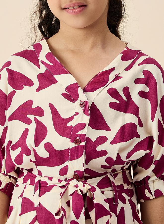 Stylo Bug Girls Maroon Abstract Print Jumpsuit - Image 4