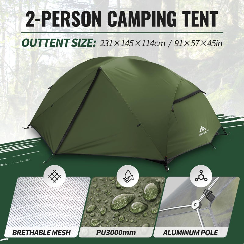Forceatt Tent for 2 Person is Waterproof and Windproof, Camping Tent for 3 to 4 Seasons,Lightweight Aluminum Pole Backpacking Tent Can be Set Up Quickly,Great for Hikingâ€¦ - Image 2