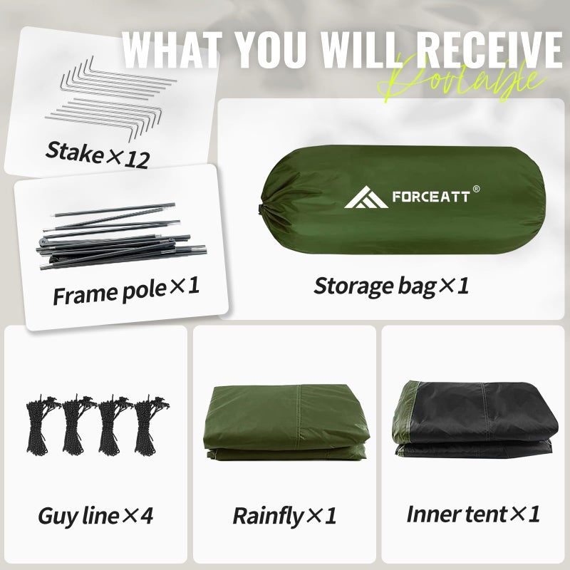 Forceatt Tent for 2 Person is Waterproof and Windproof, Camping Tent for 3 to 4 Seasons,Lightweight Aluminum Pole Backpacking Tent Can be Set Up Quickly,Great for Hikingâ€¦ - Image 4