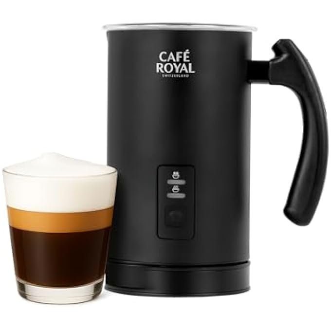 كافيه رويال رغوة كريمي أوتوماتيكية ساخنة باردة من Milk Frother سوداء بضمان لمدة 3 سنوات مع إصلاح مجاني حلقة رغوة قابلة للإزالة تجعل الكابتشينو ماكياتو اللاتيه المثالي - Image 1