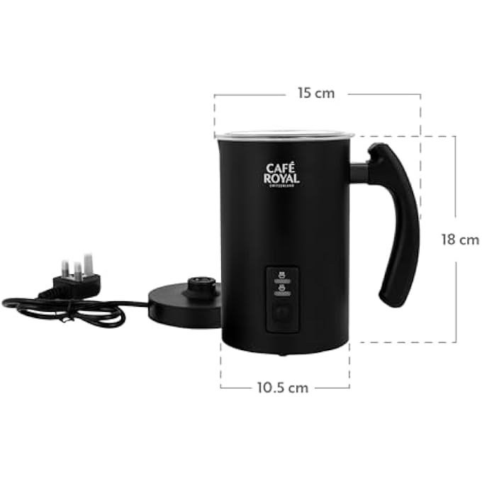 كافيه رويال رغوة كريمي أوتوماتيكية ساخنة باردة من Milk Frother سوداء بضمان لمدة 3 سنوات مع إصلاح مجاني حلقة رغوة قابلة للإزالة تجعل الكابتشينو ماكياتو اللاتيه المثالي - Image 2