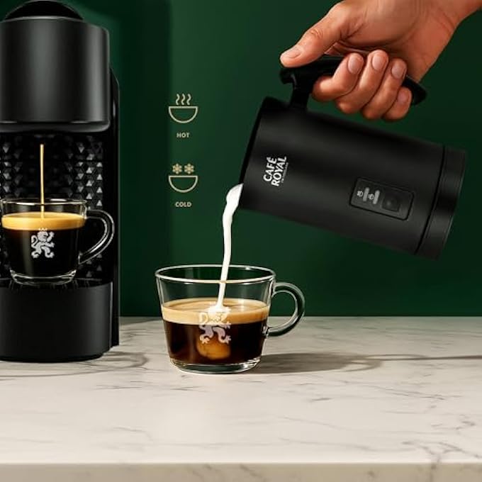 كافيه رويال رغوة كريمي أوتوماتيكية ساخنة باردة من Milk Frother سوداء بضمان لمدة 3 سنوات مع إصلاح مجاني حلقة رغوة قابلة للإزالة تجعل الكابتشينو ماكياتو اللاتيه المثالي - Image 3