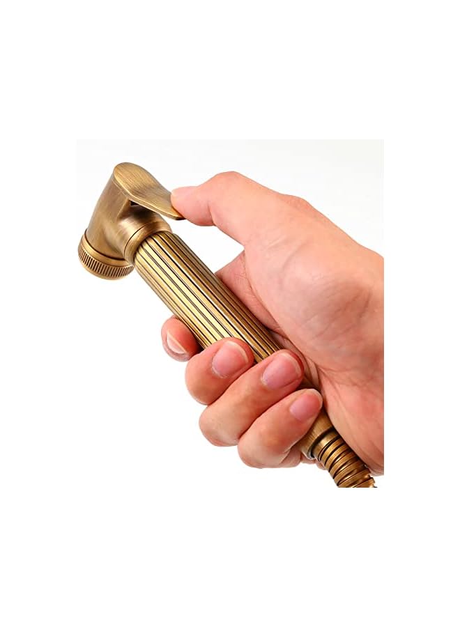 The Bros رشاش بيديت براذرز للمرحاض مجموعة غسالة حفاضات قماش مثبتة على الحائط رشاش بيديت محمول مع خرطوم دش، ماء بارد للحمام، استحمام الحيوانات الأليفة، برونز أسود (عتيق أ)  - Image 3