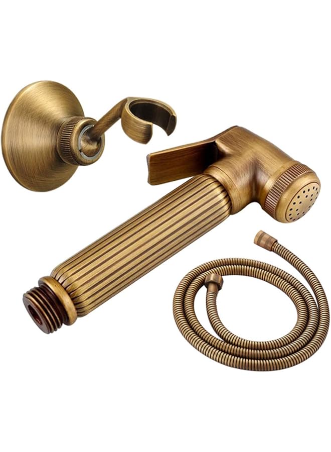 The Bros رشاش بيديت براذرز للمرحاض مجموعة غسالة حفاضات قماش مثبتة على الحائط رشاش بيديت محمول مع خرطوم دش، ماء بارد للحمام، استحمام الحيوانات الأليفة، برونز أسود (عتيق أ)  - Image 1