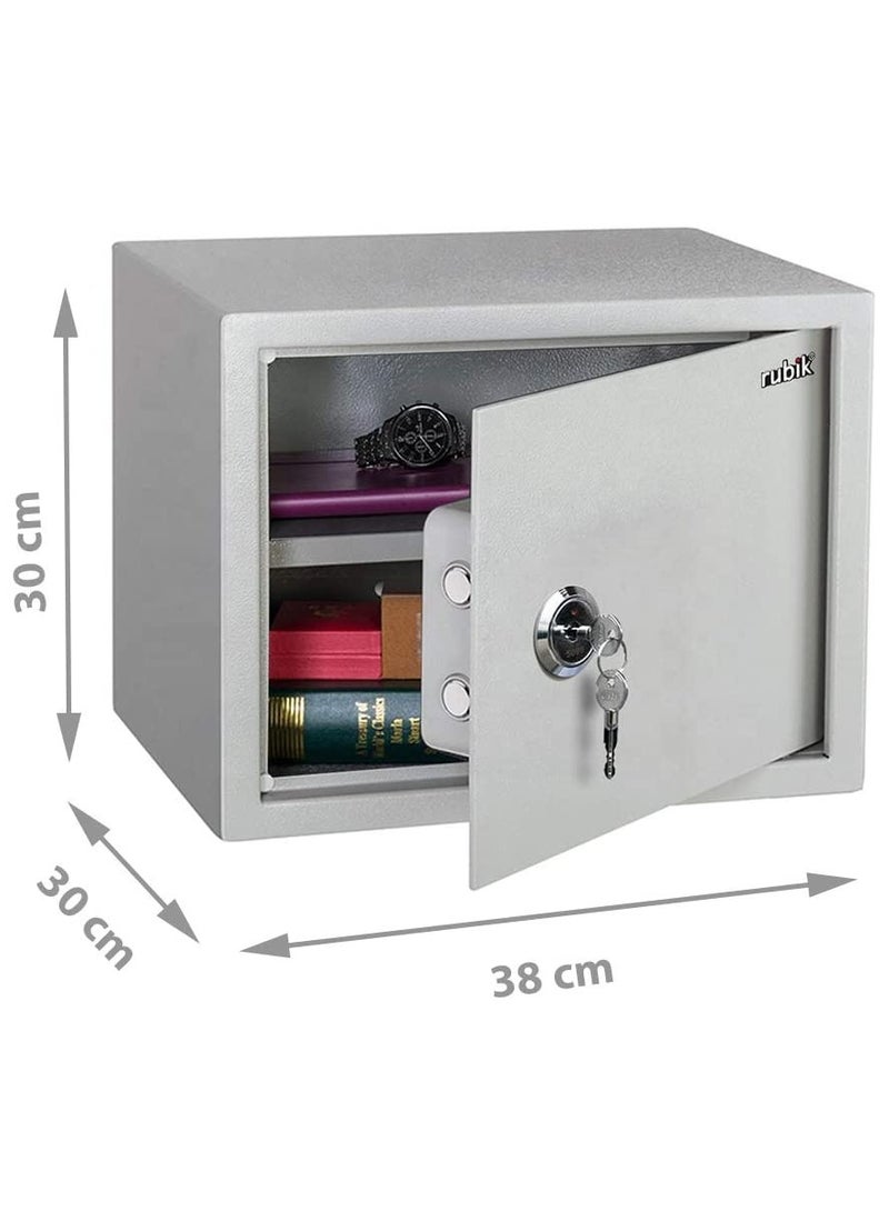 Rubik Safe Box with Key and Shelve for Home Office Shop RB30K1 (30x38x30cm) White - Image 3