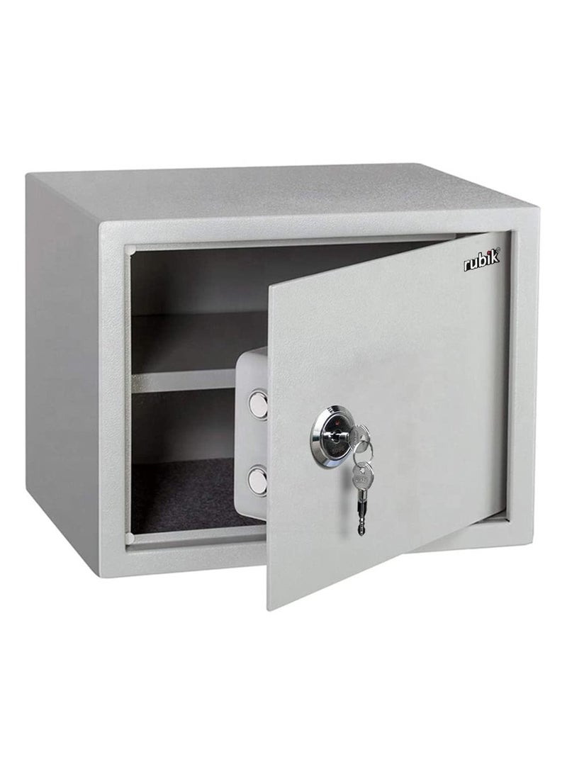 Rubik Safe Box with Key and Shelve for Home Office Shop RB30K1 (30x38x30cm) White - Image 1