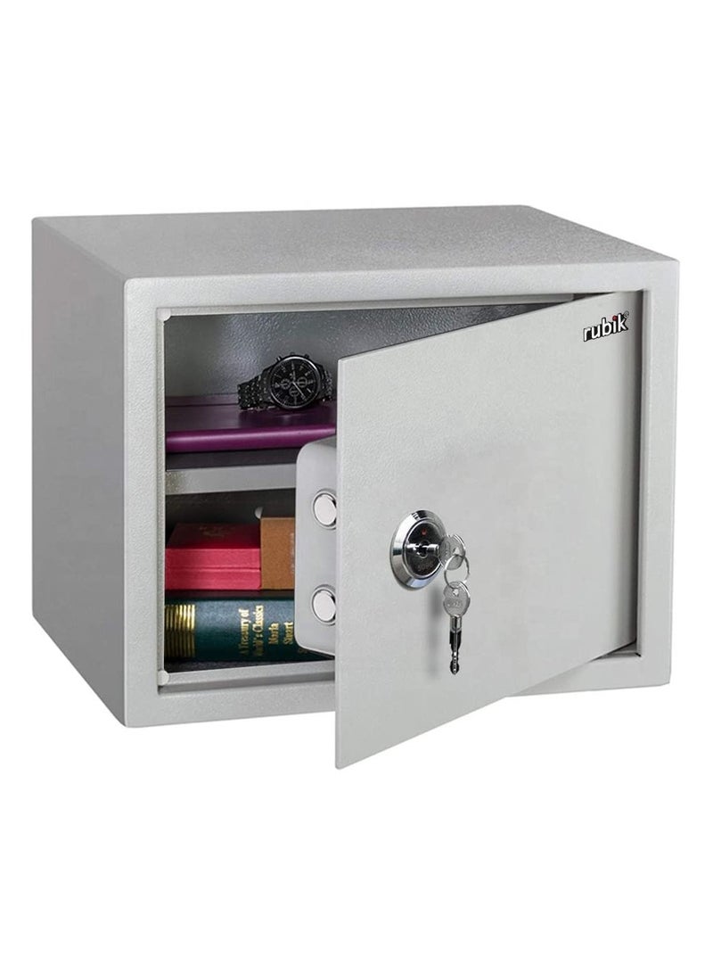 Rubik Safe Box with Key and Shelve for Home Office Shop RB30K1 (30x38x30cm) White - Image 4