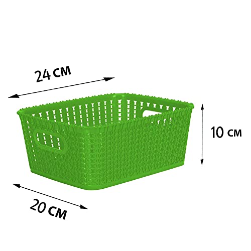Cutting EDGE Plastic Multipurpose Sturdy Storage Baskets For Cosmetics Office Fruit Vegetable Bathroom Stationary Home Basket with Handle - (Green, Set of 1, Small) - Image 3