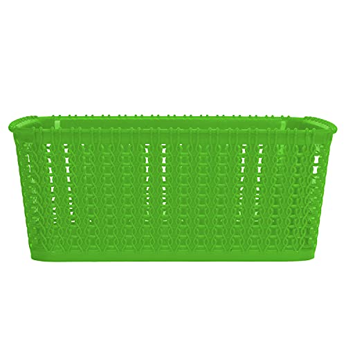 Cutting EDGE Plastic Multipurpose Sturdy Storage Baskets For Cosmetics Office Fruit Vegetable Bathroom Stationary Home Basket with Handle - (Green, Set of 1, Small) - Image 1