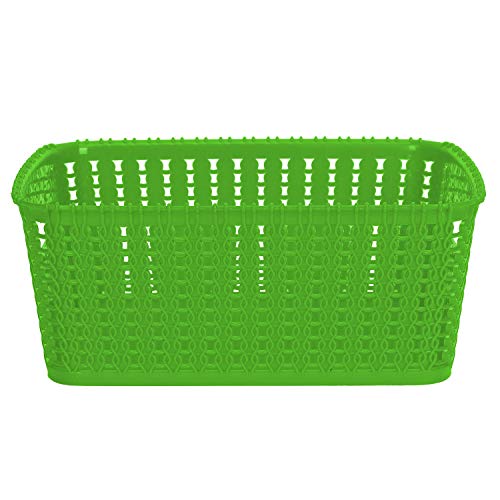 Cutting EDGE Plastic Multipurpose Sturdy Storage Baskets For Cosmetics Office Fruit Vegetable Bathroom Stationary Home Basket with Handle - (Green, Set of 1, Small) - Image 2