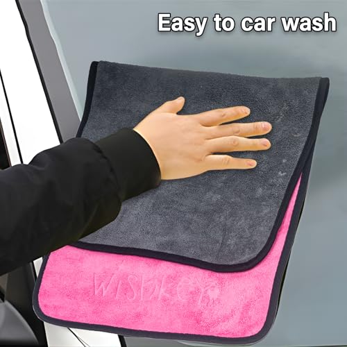 WISHKEY Microfiber Car Cleaning Cloth 500 GSM – Extra Large 35x75 cm, Pack of 4 – Ultra Soft, Scratch-Free Suede Edge Towels for Car Detailing, Washing, Drying & Multipurpose Cleaning – Grey - Image 4