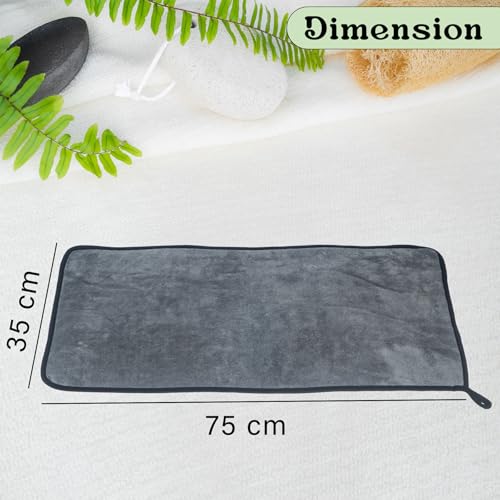 WISHKEY Microfiber Car Cleaning Cloth 500 GSM – Extra Large 35x75 cm, Pack of 4 – Ultra Soft, Scratch-Free Suede Edge Towels for Car Detailing, Washing, Drying & Multipurpose Cleaning – Grey - Image 3