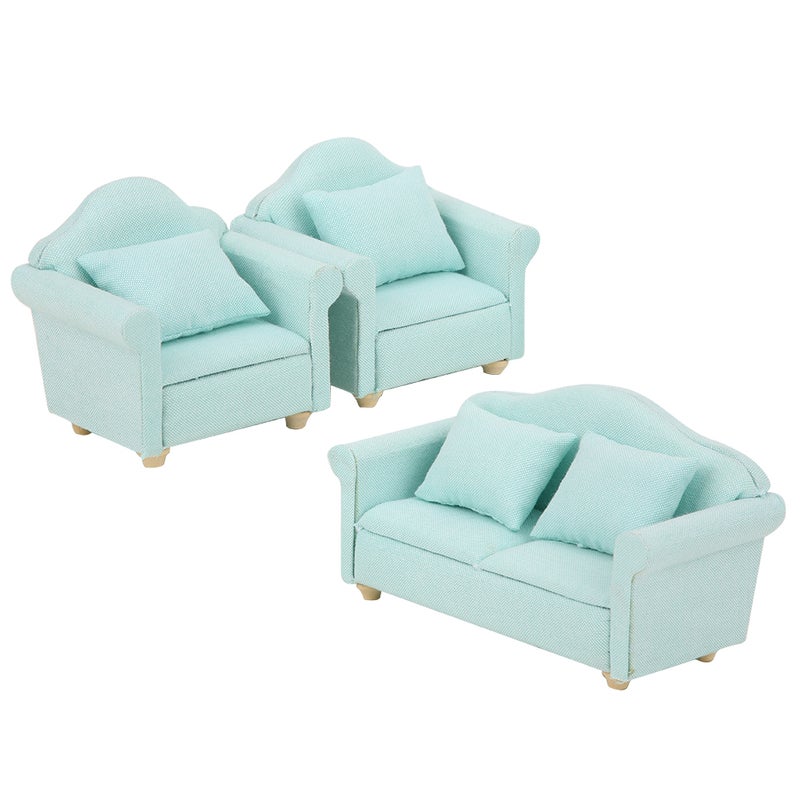 Miniature Couch Matcha Green Quality Non-toxic Long-lasting - 1:12 Scale Exquisite Workmanship Doll House Sofa for Miniature Living Room Bedroom Toy House Decoration - Image 3
