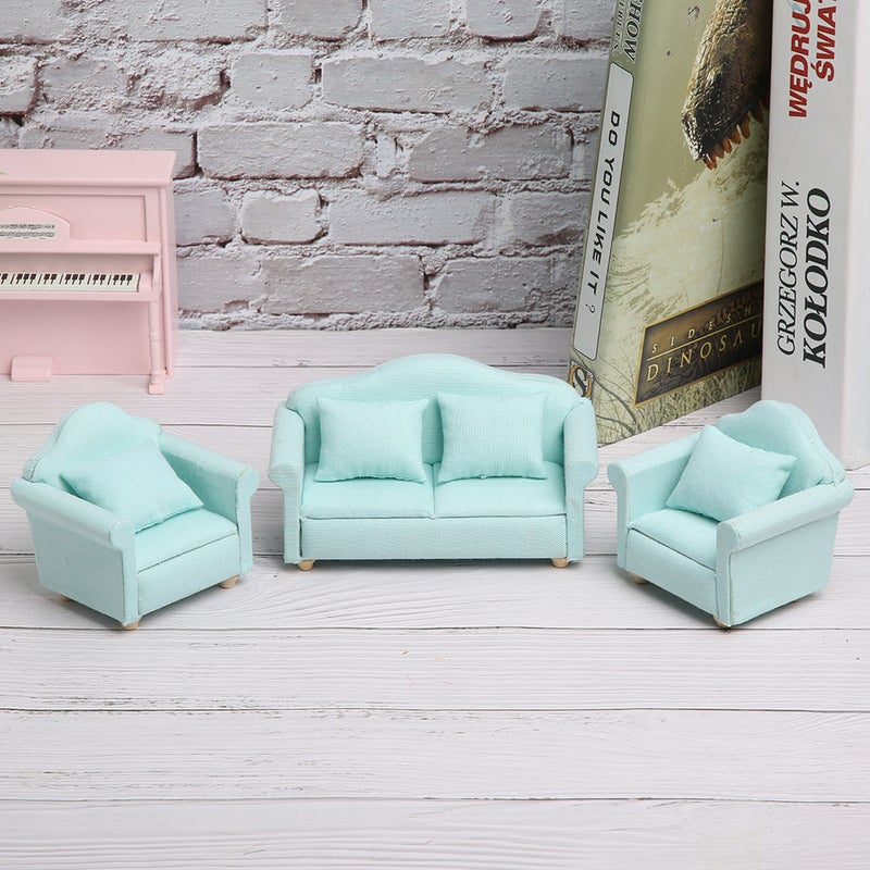 Miniature Couch Matcha Green Quality Non-toxic Long-lasting - 1:12 Scale Exquisite Workmanship Doll House Sofa for Miniature Living Room Bedroom Toy House Decoration - Image 4