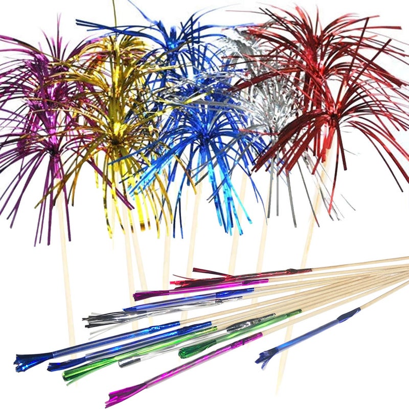 Allazone Cocktail Picks Firework Party Picks Firework Cake Toppers Sandwich Cocktail Picks Toothpicks for Cake Decoration Party Supplies 300 PCS