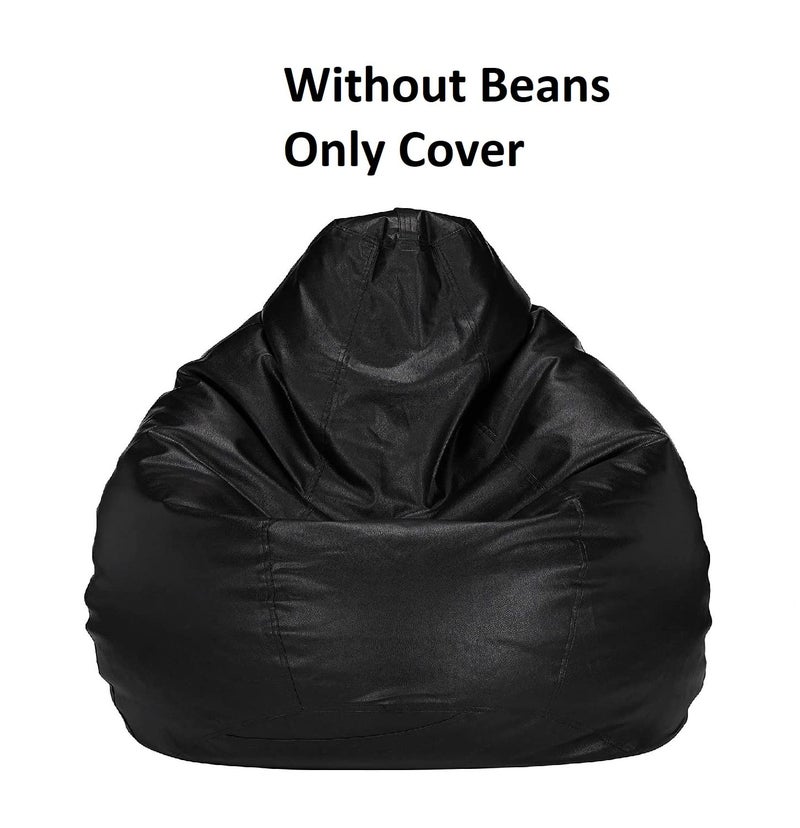 KOZI PET Bean Bag Cover Leatherette Black Sofa Cover Chair Sturdy Zipper Recliner Bean Bag Cover Organizing Storage Water Resistant Furniture No Filler - Image 2