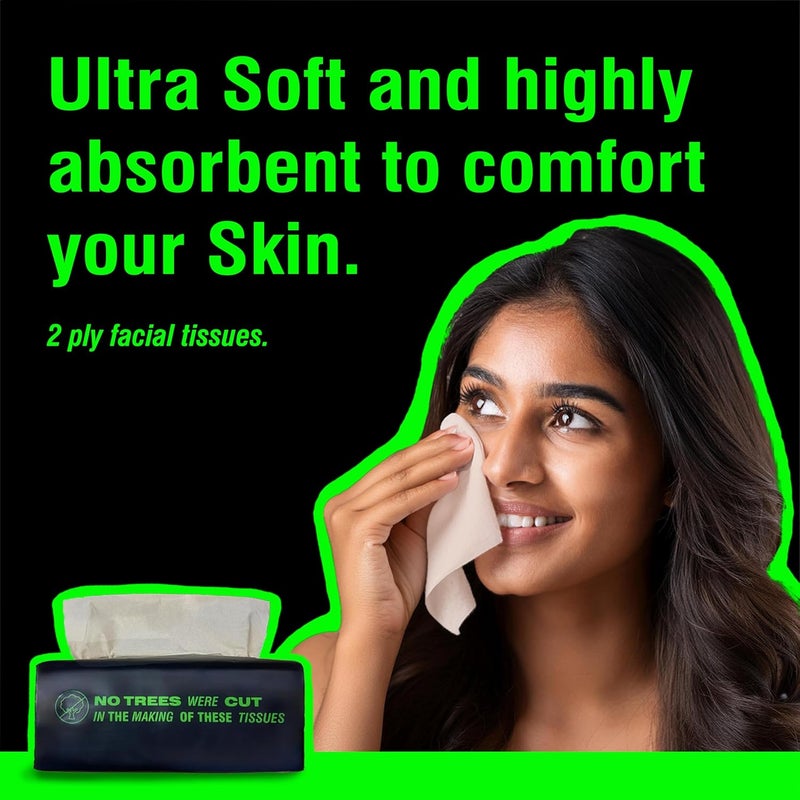 BECO Bamboo Facial Tissue Paper Box-Soft Pack | 200 pulls x 3 packs | Super Soft, Skin Friendly & Highly Absorbent Face Tissue Napkins | Car Tissues | 100% Natural & Ecofriendly | 2 ply-600 Pulls - Image 3