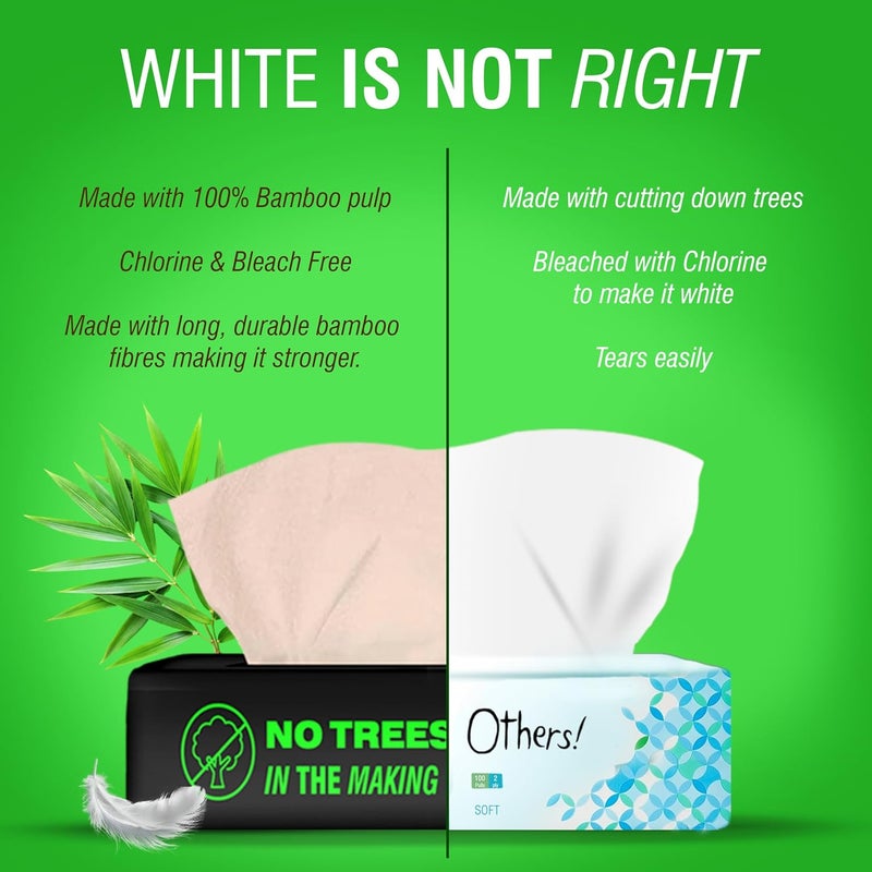 BECO Bamboo Facial Tissue Paper Box-Soft Pack | 200 pulls x 3 packs | Super Soft, Skin Friendly & Highly Absorbent Face Tissue Napkins | Car Tissues | 100% Natural & Ecofriendly | 2 ply-600 Pulls - Image 5