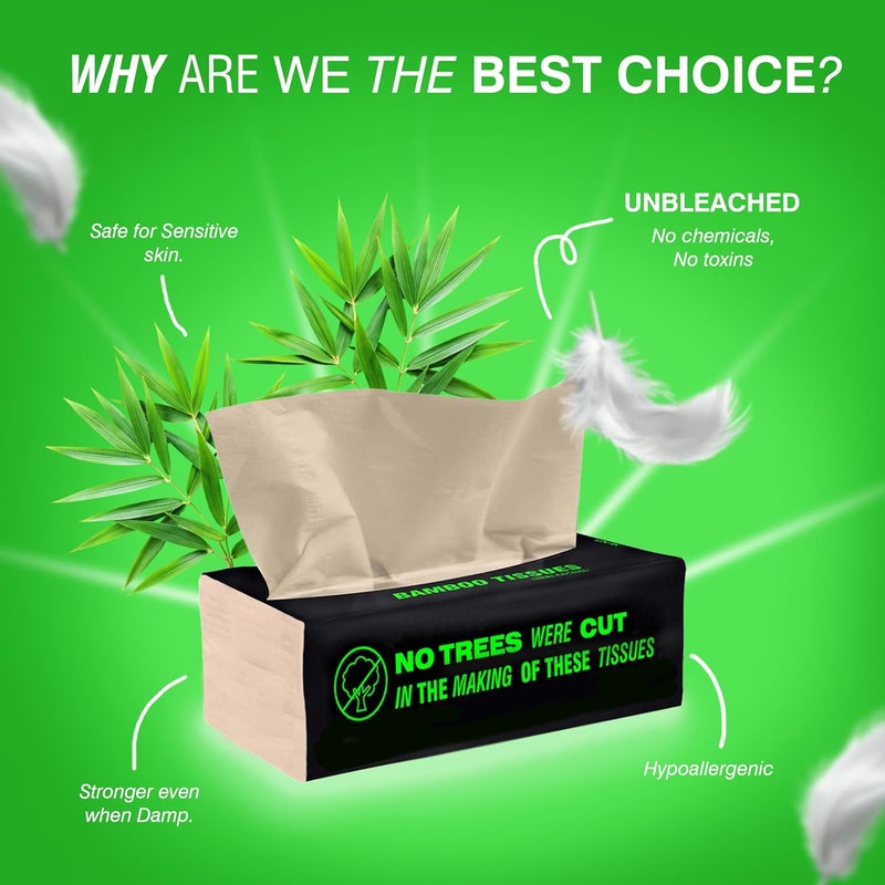 BECO Bamboo Facial Tissue Paper Box-Soft Pack | 200 pulls x 3 packs | Super Soft, Skin Friendly & Highly Absorbent Face Tissue Napkins | Car Tissues | 100% Natural & Ecofriendly | 2 ply-600 Pulls - Image 4