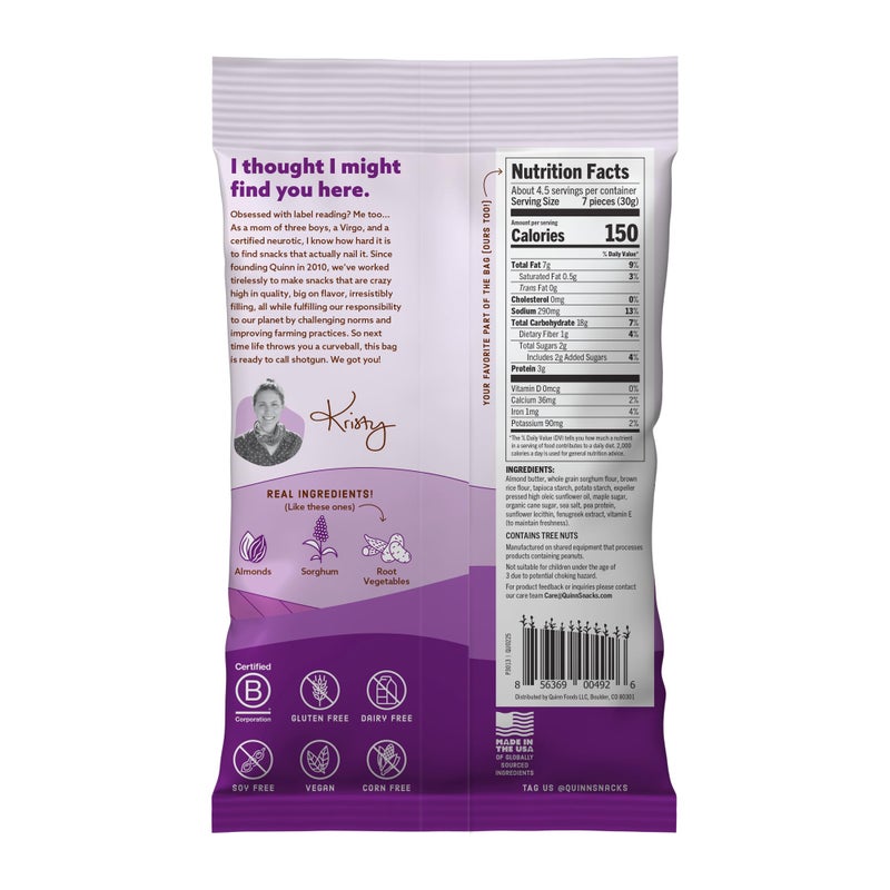 Quinn Gluten Free Maple Almond Butter Filled Pretzel Nuggets - Made with Real Ingredients, Whole Grain Sorghum, Sea Salt, Vegan, Dairy Free, Non-GMO - 5 Oz (Pack of 4) - Image 4