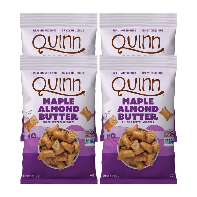 Quinn Gluten Free Maple Almond Butter Filled Pretzel Nuggets - Made with Real Ingredients, Whole Grain Sorghum, Sea Salt, Vegan, Dairy Free, Non-GMO - 5 Oz (Pack of 4) - Image 1