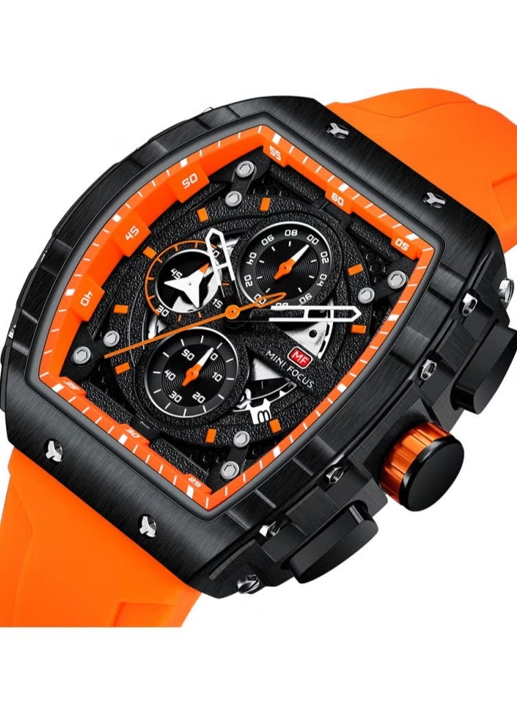 ميني فوكاس ساعه ميني فوكس للرجال سوار سيلكون برتقالي*اسود MF0399G - Image 2