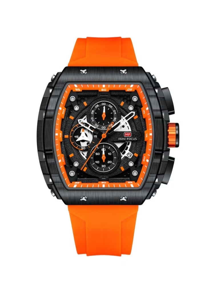 ميني فوكاس ساعه ميني فوكس للرجال سوار سيلكون برتقالي*اسود MF0399G - Image 1