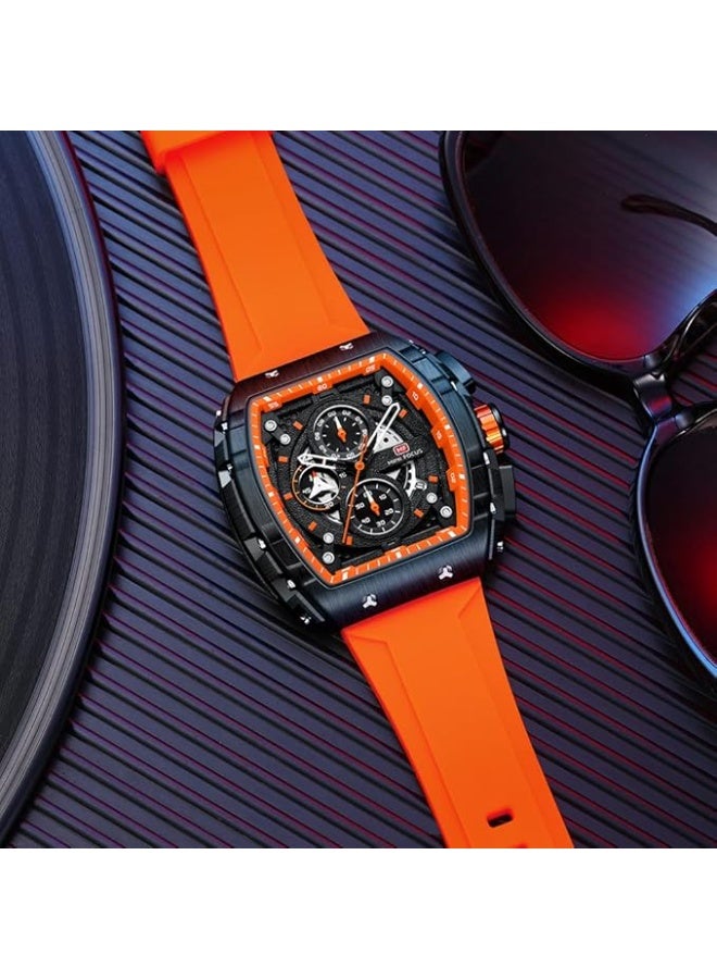 ميني فوكاس ساعه ميني فوكس للرجال سوار سيلكون برتقالي*اسود MF0399G - Image 3