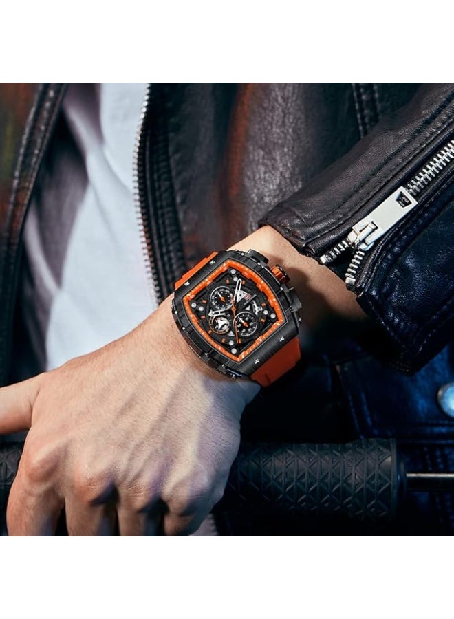 ميني فوكاس ساعه ميني فوكس للرجال سوار سيلكون برتقالي*اسود MF0399G - Image 4
