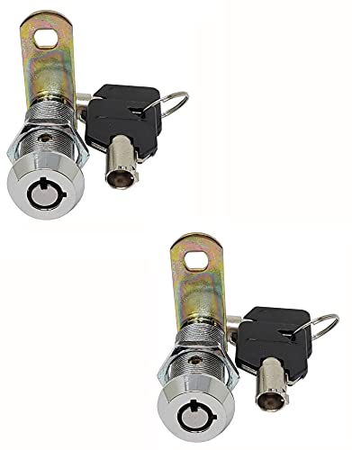 Admiral Locks 1-1/2” Tubular Cam Lock, Keyed Alike Removable Key RV Compartment Storage Lock Cabinet Locks (1-1/2 Inch 90°, Chrome Pack of 2) - Image 1
