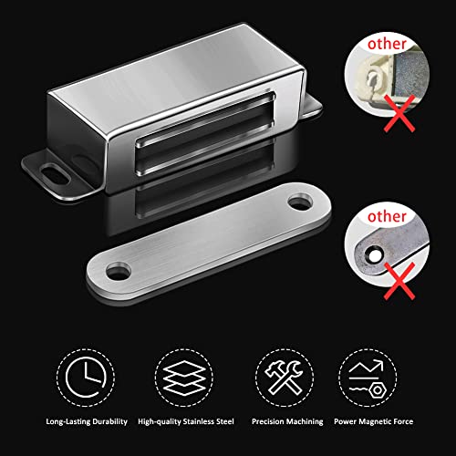 Onarway Magnetic Door Catch 40 lbs Pull Strong Magnet Cabinet Latches Magnetic Hardware Stainless Steel Chrome Door Closer for Bathroom Kitchen Sliding Door Window Cupboard (4 Pack-Strength 20KG) - Image 2