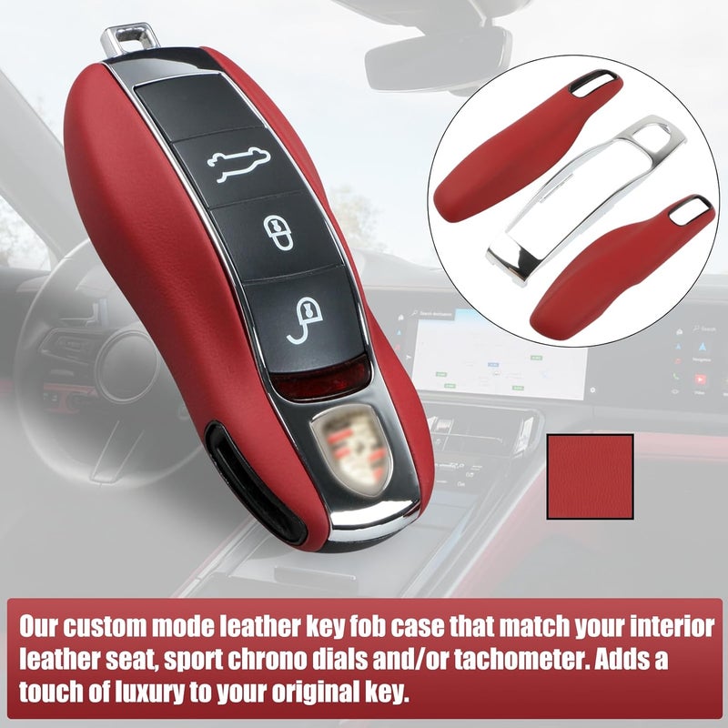Jaronx Leather Key Fob Cover for Porsche Cayenne, Panamera, Macan, Cayman, 911 - Image 5