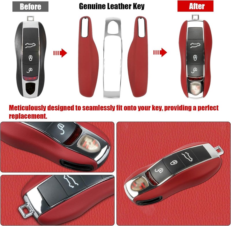 Jaronx Leather Key Fob Cover for Porsche Cayenne, Panamera, Macan, Cayman, 911 - Image 3