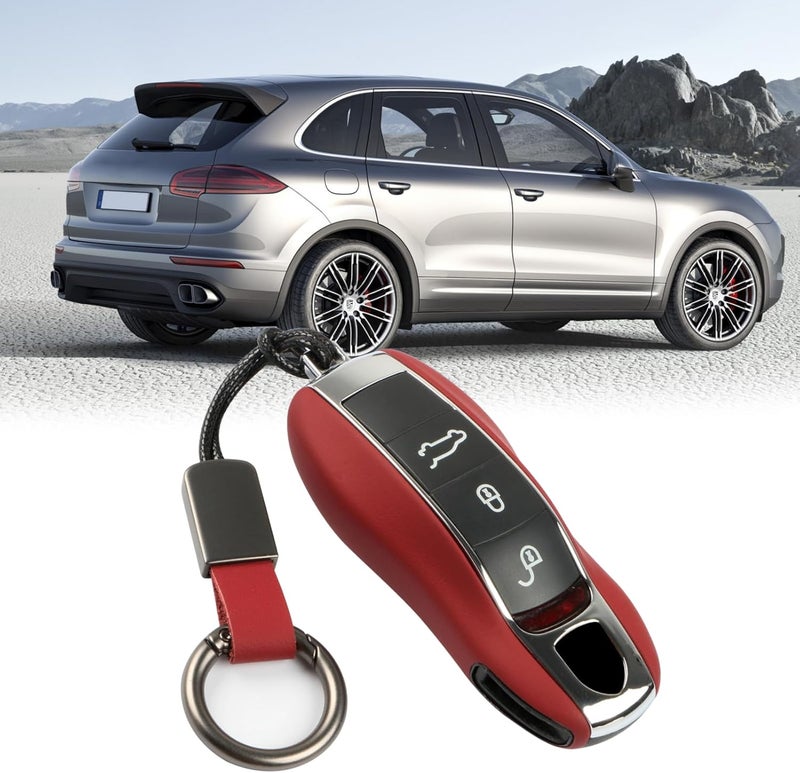 Jaronx Leather Key Fob Cover for Porsche Cayenne, Panamera, Macan, Cayman, 911 - Image 1
