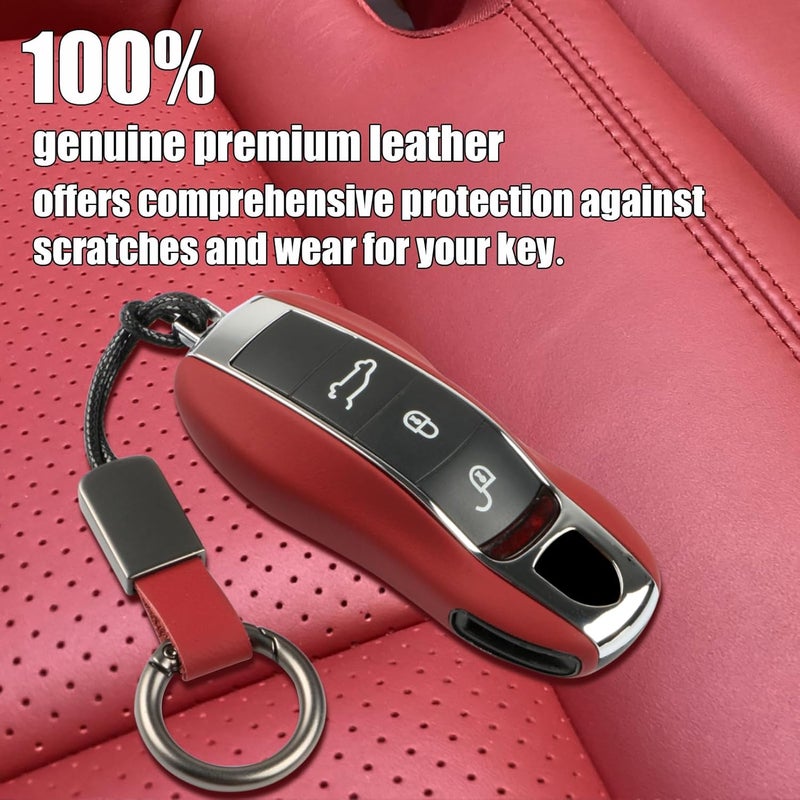 Jaronx Leather Key Fob Cover for Porsche Cayenne, Panamera, Macan, Cayman, 911 - Image 4