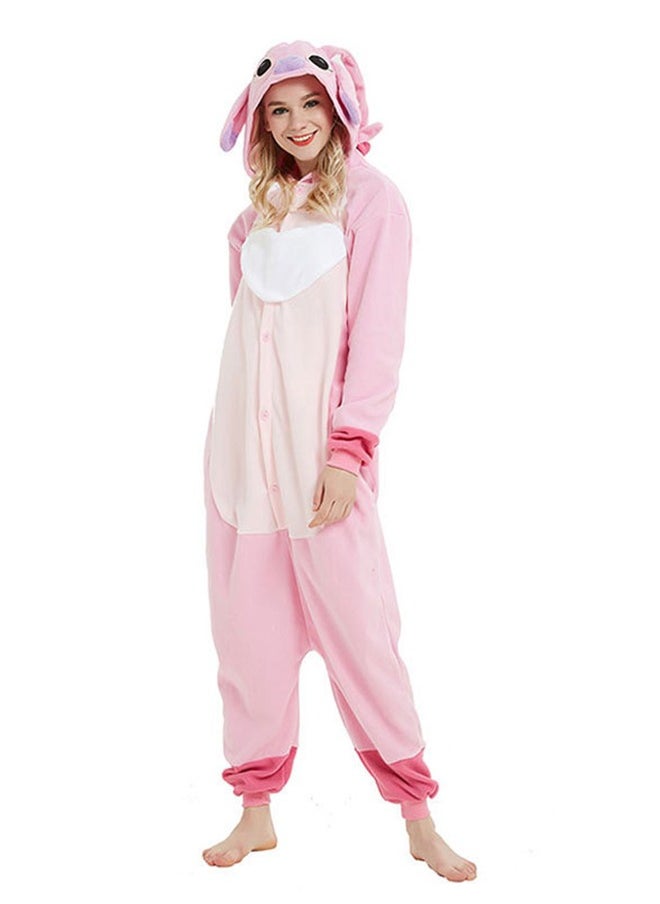 Generic - Polar Fleece Cartoon Animal One-Piece Pajamas Stitch Couple Home Clothes Stitch Cosplay Costumes (Pink) - Image 1