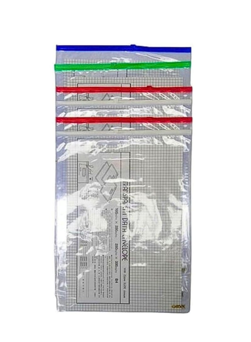Terabyte Transparent Data Envelope With Zipper Slide Clouser A3 Pack of 4 - Image 1