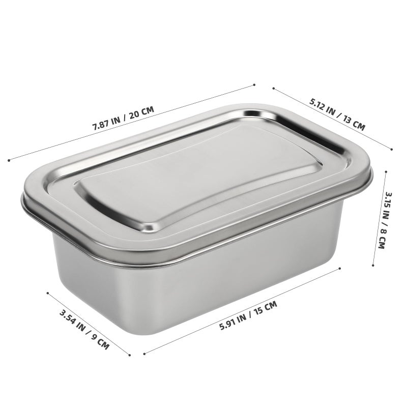 Hemoton Reusable Ice Cream Storage Containers with Lids Stainless Steel Food Keeper Freezer Box Insulated Ice Cream Tub for Refrigerator Home Made Ice Cream - Image 2