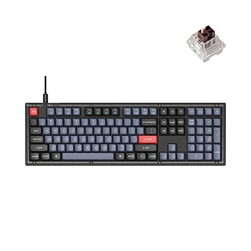 Keychron V6 Wired Custom Mechanical Keyboard, Full-Size QMK/VIA Programmable Macro with Hot-swappable Keychron K Pro Brown Switch Compatible with Mac Windows Linux (Frosted Black-Translucent) - Image 1