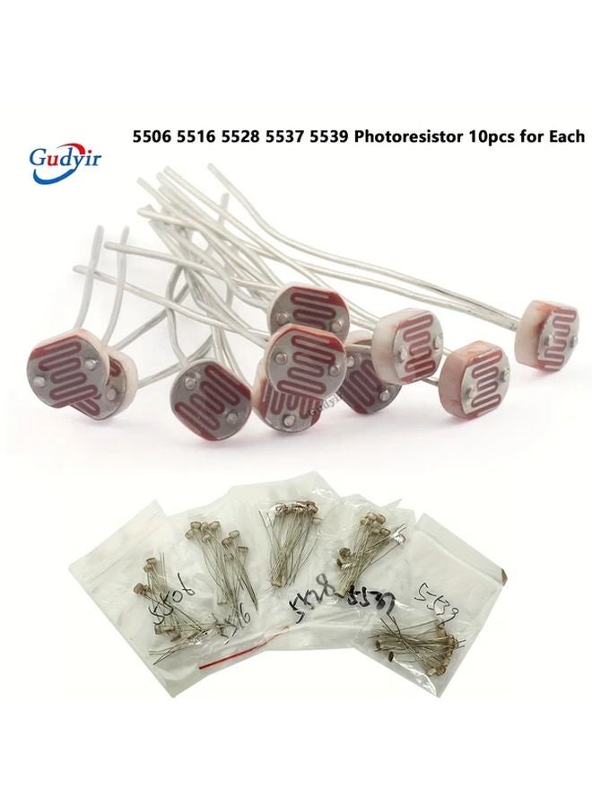 50 قطعة مجموعة مقاومات ضوئية 5 أنواع مقاومات حساسة للضوء 5516 5528 5537 5539 5506 - Image 3