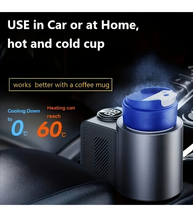 Smart Car Cup Cooler And Warmer 2 In 1 Beverage Holder With One Click Temperature Control Portable For Bottle Drink Bottle Black Compatible With 18 6Oz Bottles 0 Degree Cooling And 60 Degree Heating Capacity Fits In Vehicle Cup Holder 1pc - Image 5