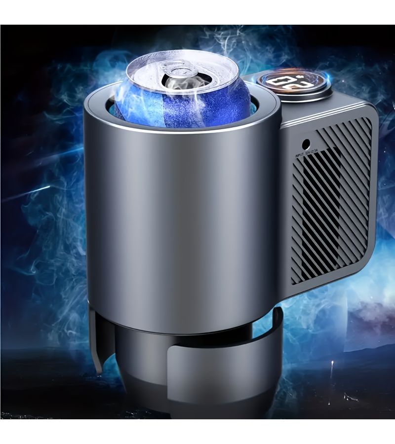 Smart Car Cup Cooler And Warmer 2 In 1 Beverage Holder With One Click Temperature Control Portable For Bottle Drink Bottle Black Compatible With 18 6Oz Bottles 0 Degree Cooling And 60 Degree Heating Capacity Fits In Vehicle Cup Holder 1pc - Image 1