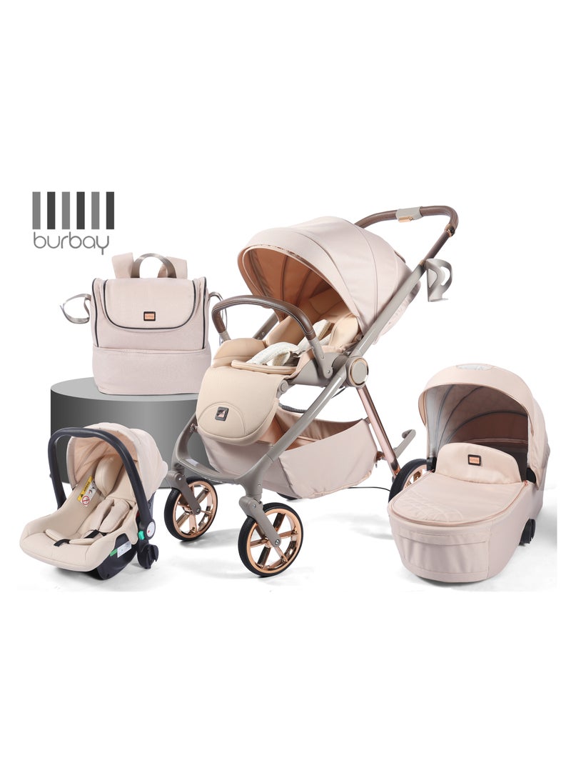 burbay BurbaY 5 in 1 Cricut Newborn Stroller Car Seat and Mummy Bag Large and Foldable Wheels  - Image 1