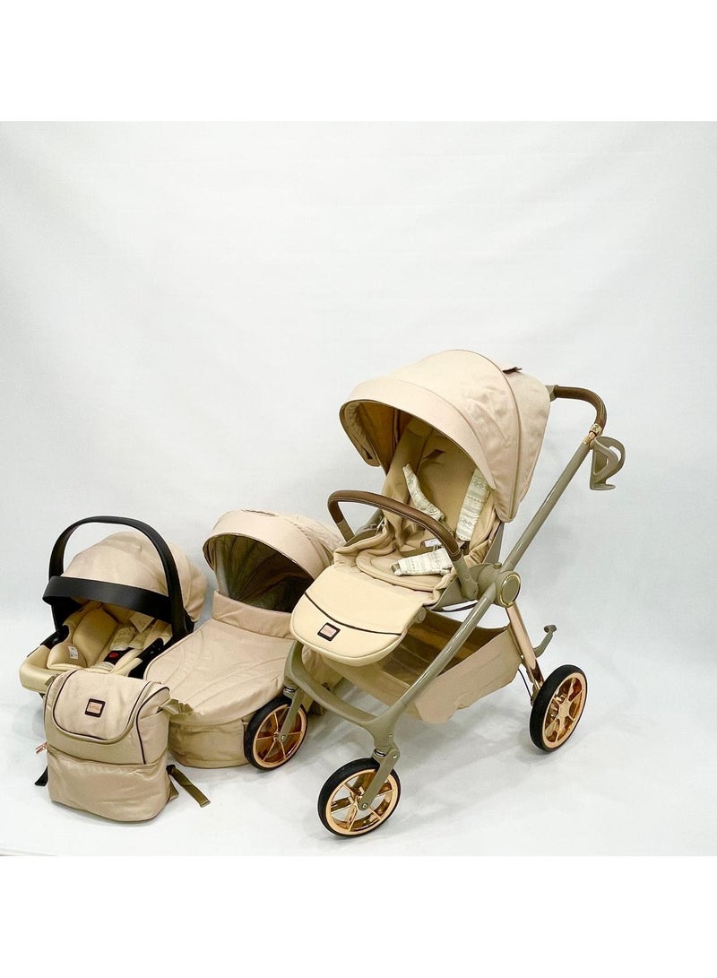 بورباي بيرباي نظام سفر شامل 5-في-1 للمولود الجديد – عربة سيارة، مقعد سيارة، سرير محمول وشنطة أم مع عجلات قابلة للطي - Image 4