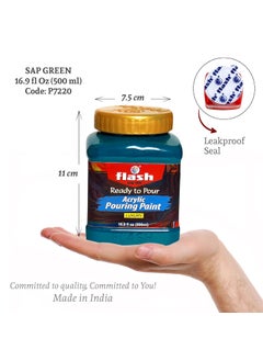 Flash Flash Acrylic Ready to Pour Pouring Paint/Fluid Acrylic 500ml / 16 fl oz Pre-Mixed Water-Based - for Canvas, Wood, Paper, Crafts, Tile, Rocks and More… (Sap Green)  - Image 2