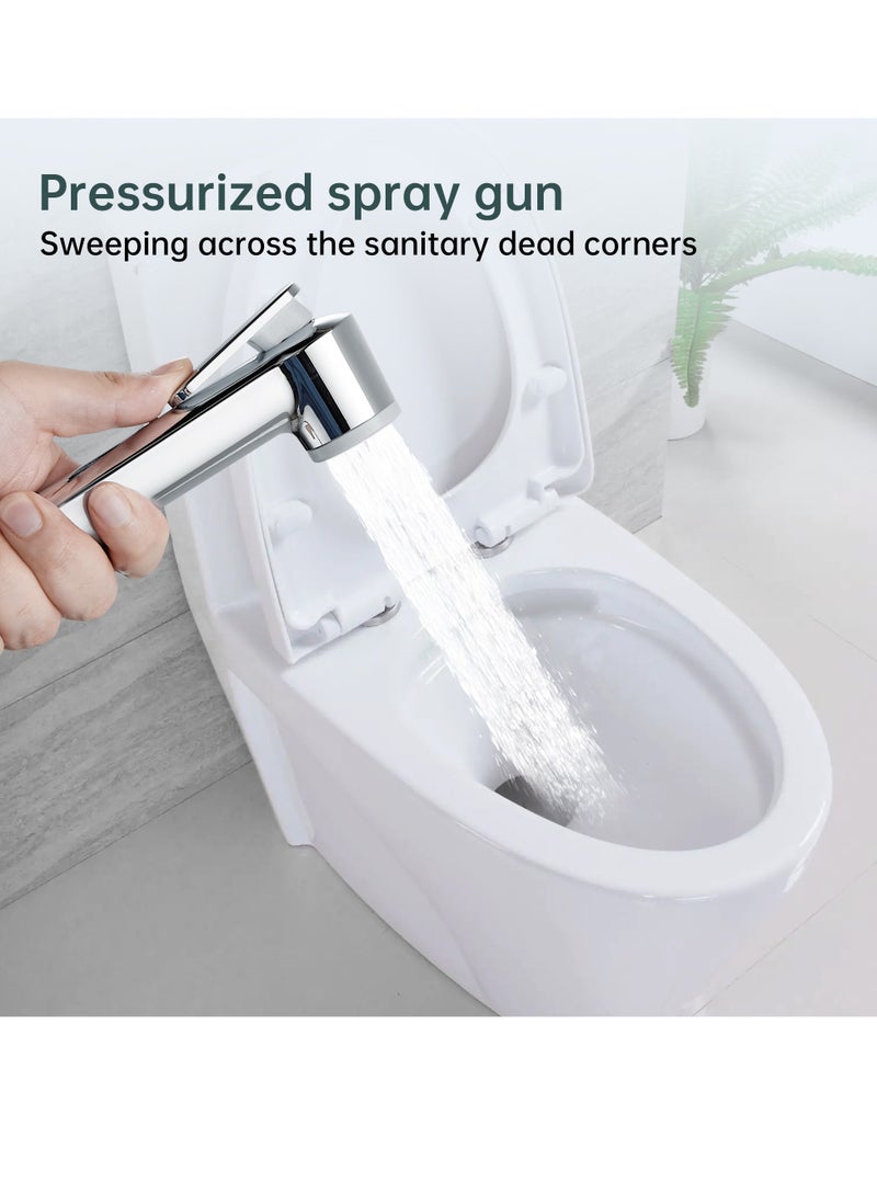 ﺻ ﻮ ﺭ ﺓ ﺍ ﻟ ﻌ ﻼ ﻣ  BRIMIX يده رذاذ بيديه للمرحاض شطاف مجموعة مع 1.2 متر خرطوم القماش حفاضات الحمام تنظيف دش مسلم النظافة الشخصية الكروم - Image 2