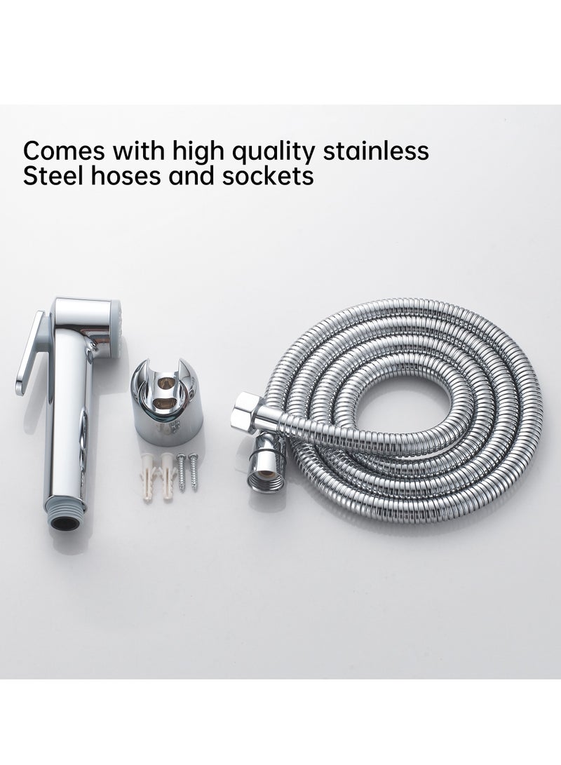 ﺻ ﻮ ﺭ ﺓ ﺍ ﻟ ﻌ ﻼ ﻣ  BRIMIX يده رذاذ بيديه للمرحاض شطاف مجموعة مع 1.2 متر خرطوم القماش حفاضات الحمام تنظيف دش مسلم النظافة الشخصية الكروم - Image 5