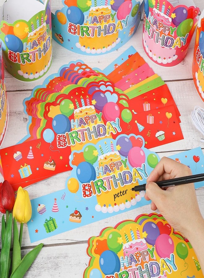 Sereliy 36 Pack Birthday Crowns for Kids Classroom Paper Adjustable Birthday Hat Crowns for School Party Supplies (Colorful 36) - Image 4