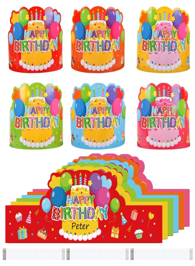 Sereliy 36 Pack Birthday Crowns for Kids Classroom Paper Adjustable Birthday Hat Crowns for School Party Supplies (Colorful 36) - Image 1